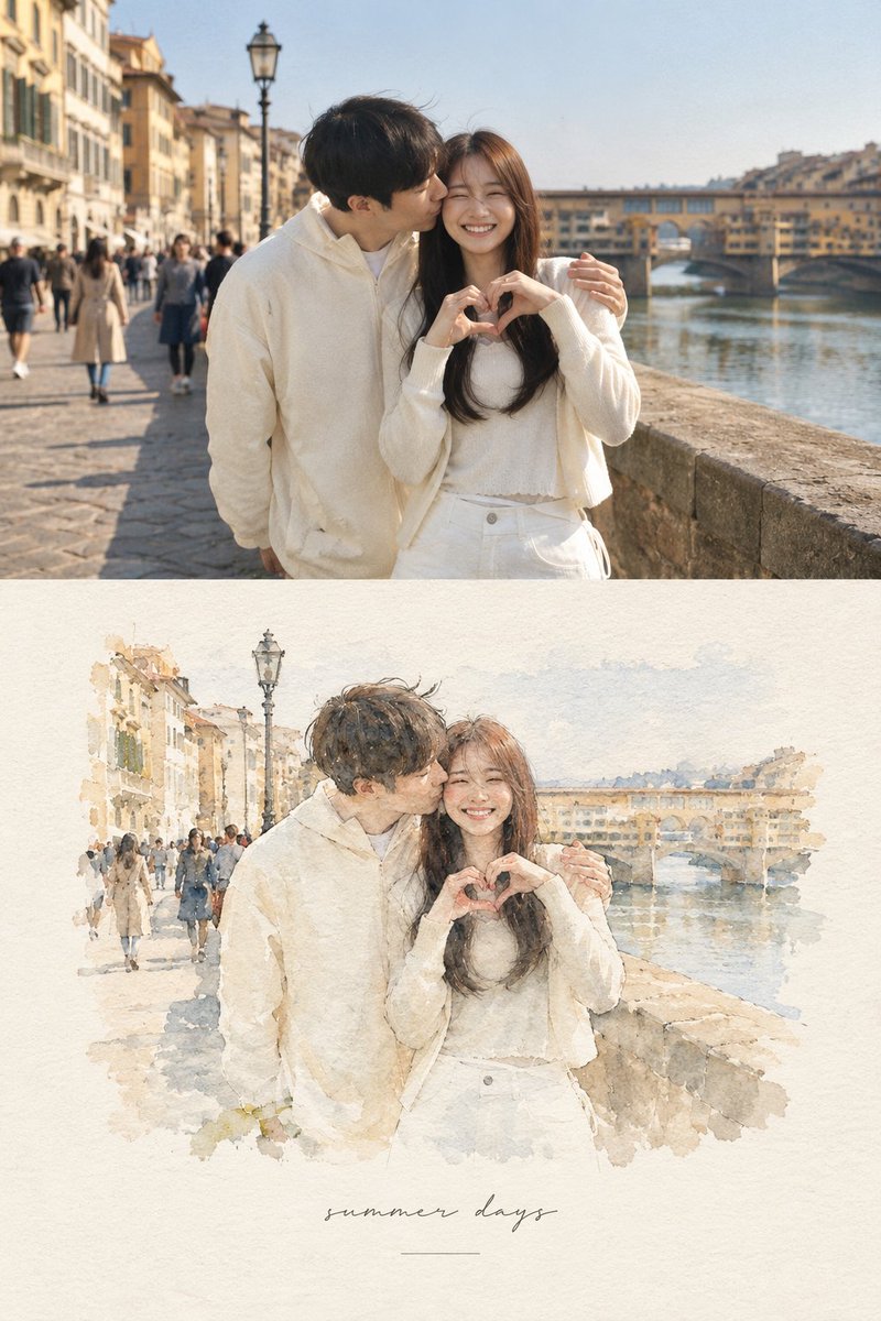 Photo to Watercolor Travel Illustration