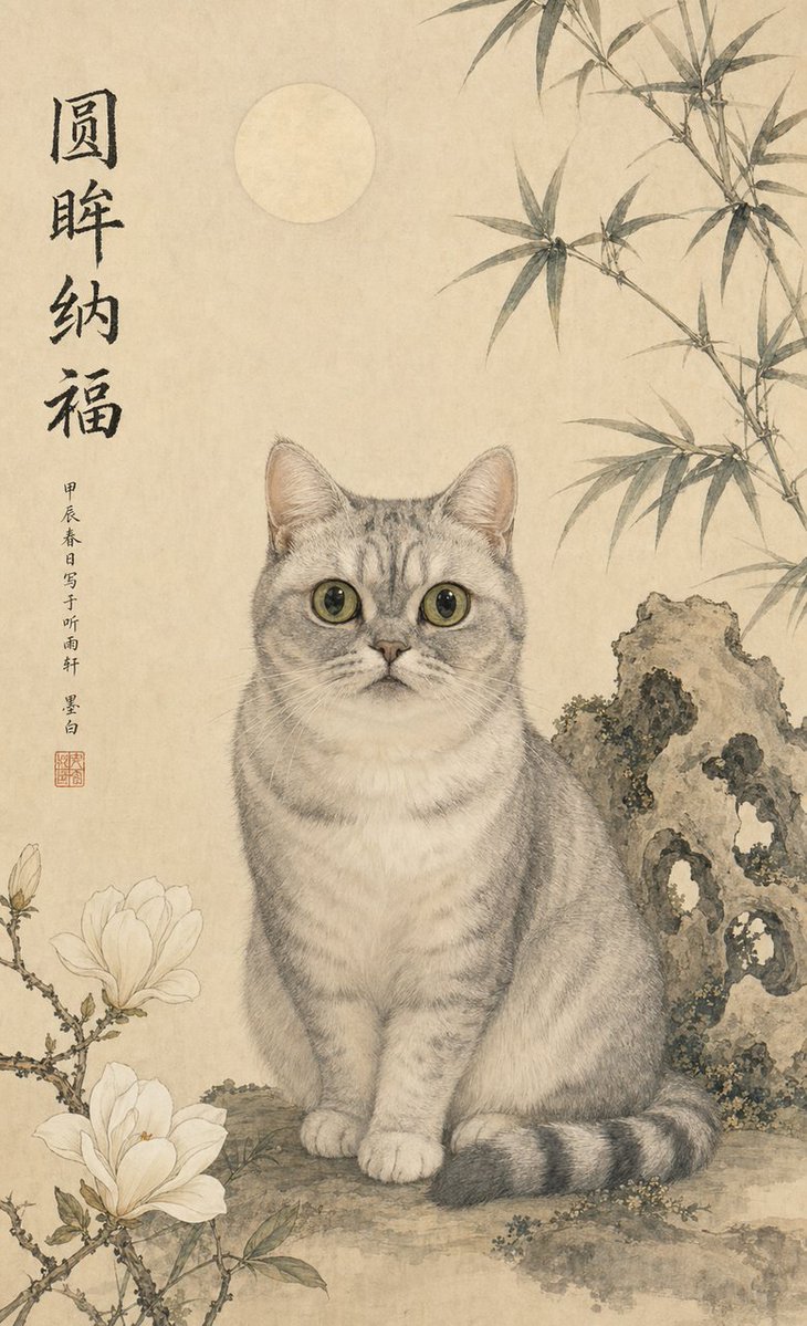 Classical Chinese Style Pet Portrait