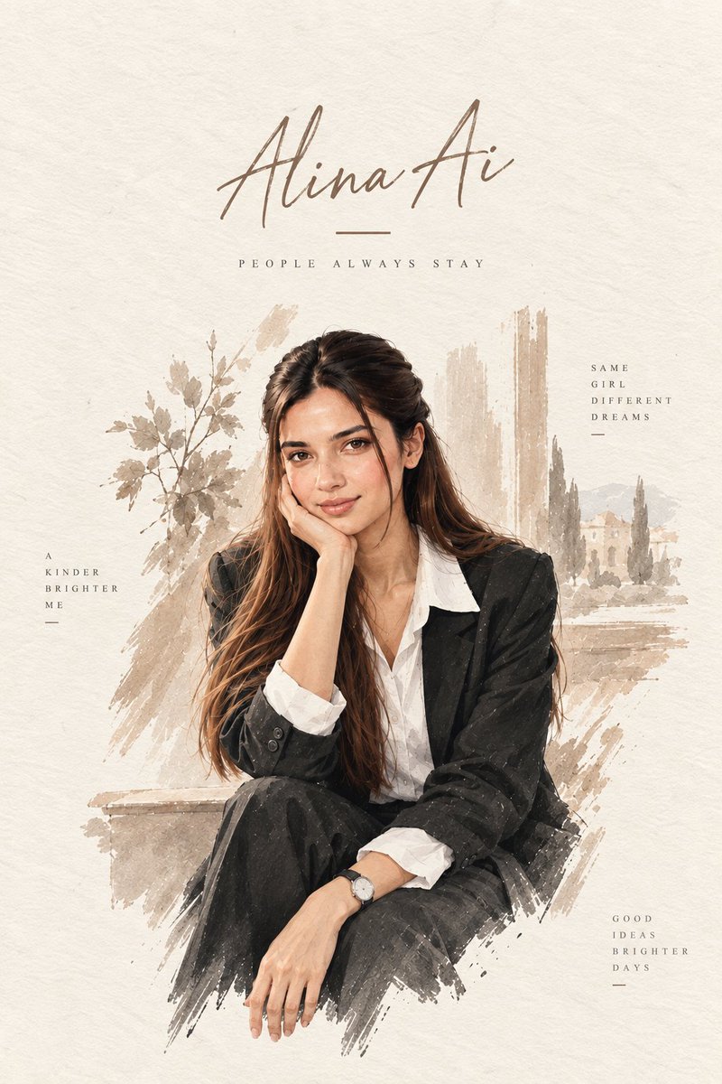 Editorial Style Watercolor Portrait Poster