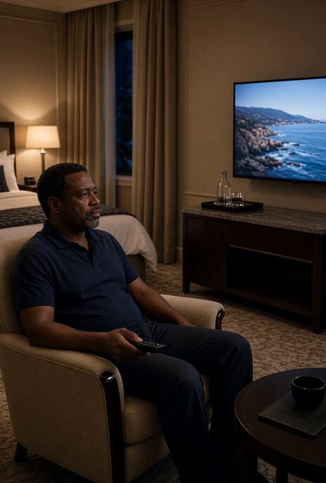 Contemplation in a Luxury Hotel Room