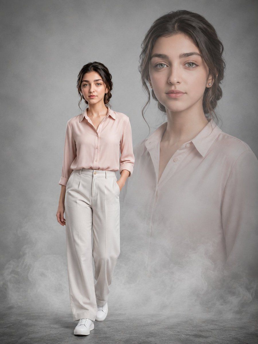 Hazy Double Exposure Fashion Portrait