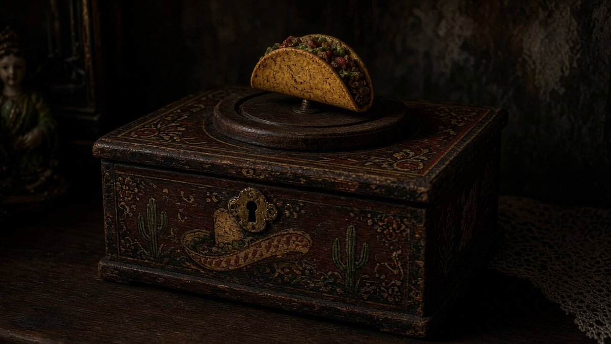Grok Imagine Prompt: Eerie Taco Music Box