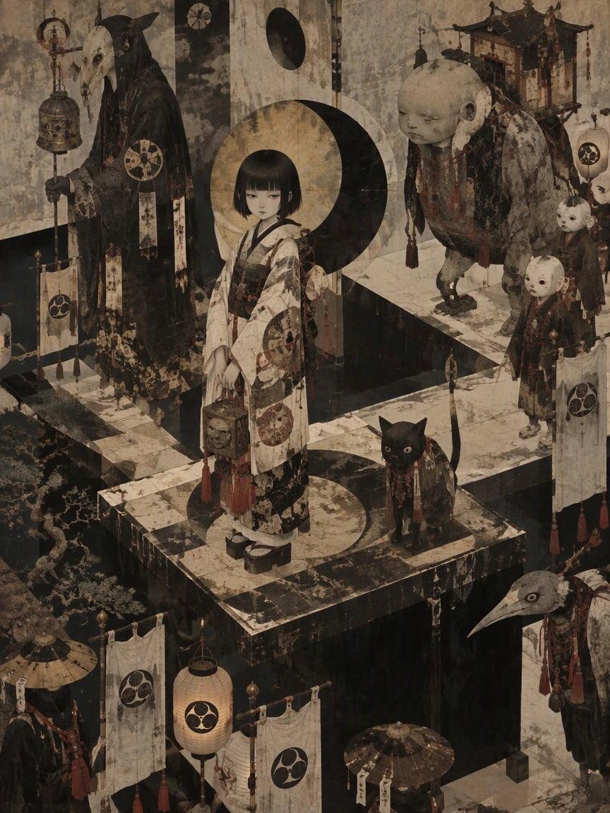 Surreal Japanese Ritual Scene