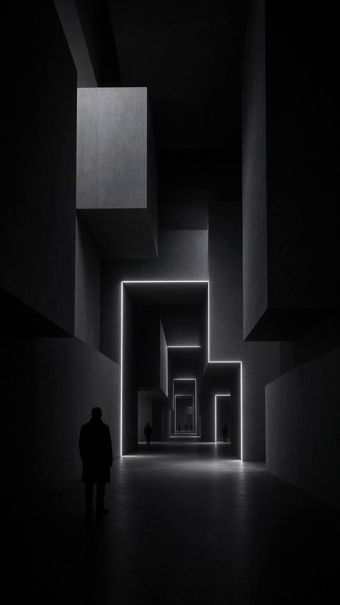 Brutalist Geometric Indoor Corridor