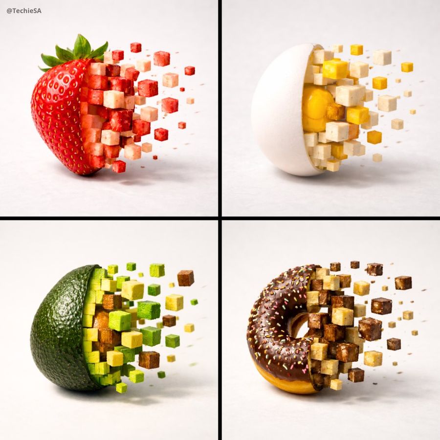 3D Pixelated Food Deconstruction