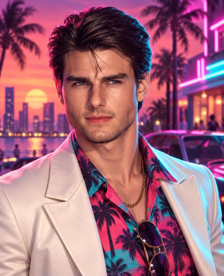 80s Miami Neon 3D Portrait
