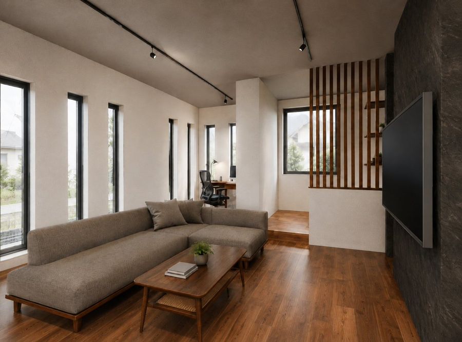 Warm Modern Japanese Living Room