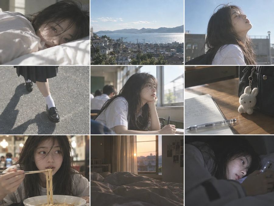 Cinematic High School Girl Daily Life Collage