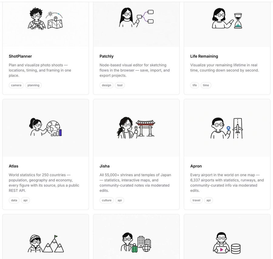 Minimalist Portfolio Grid and Line Art Icons