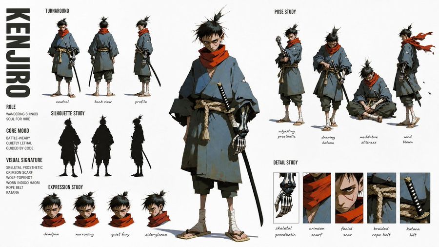 High-Fashion Character Concept Art Sheet