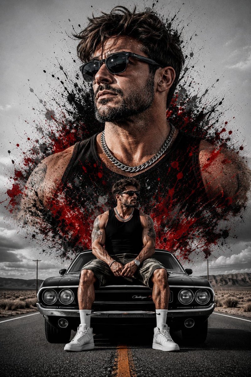 Double Exposure Tough Guy Portrait