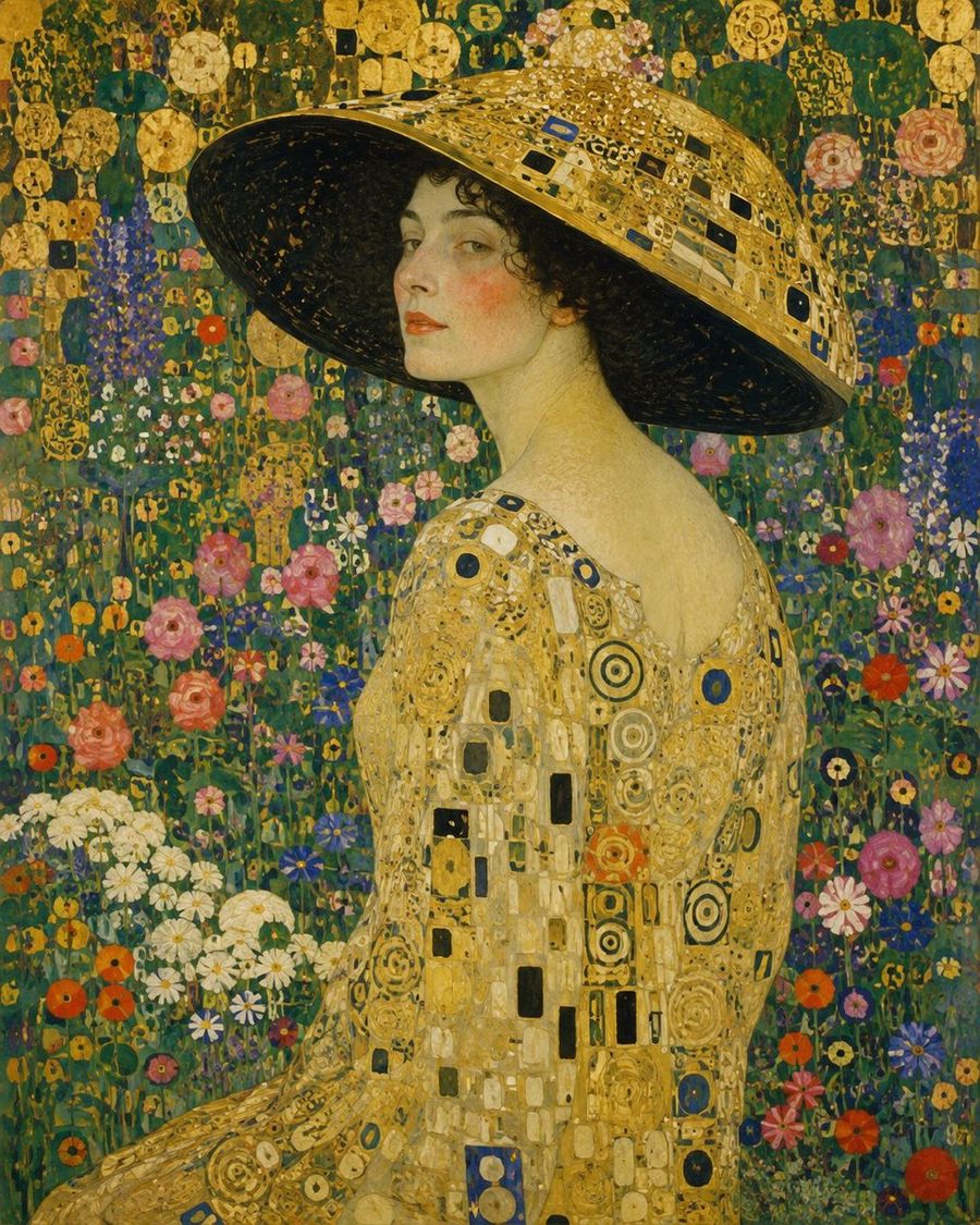 Klimt Style Woman Summer Garden