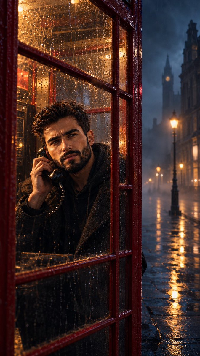 Cinematic Rainy Night Phone Booth