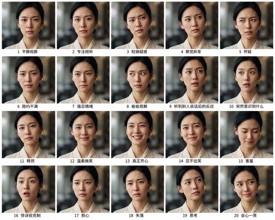 20-Grid Character Expression Sheet