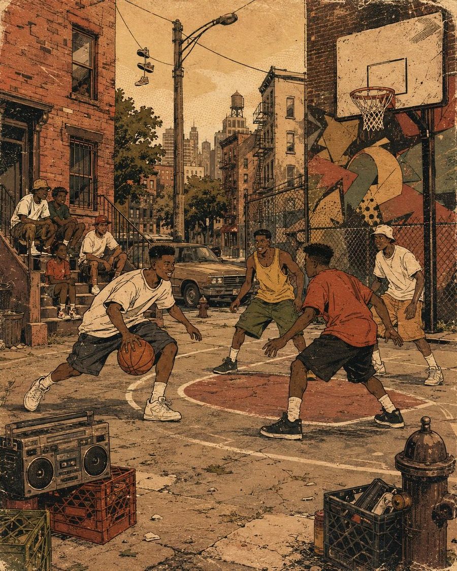 Retro 90s Urban Album Art Prompt