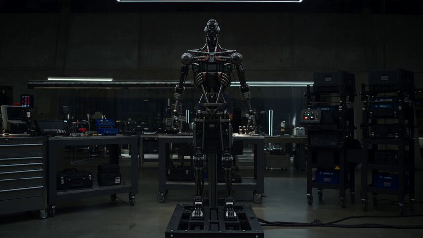 Futuristic Humanoid Robot Workshop Cinematic