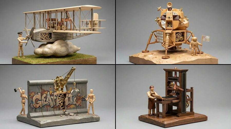 Woodpunk Kinetic Wooden Sculpture Automaton