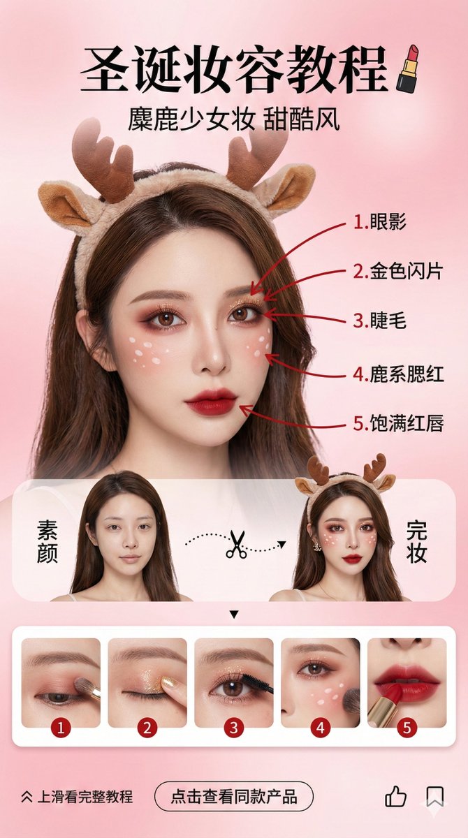 Beauty Blogger Christmas Makeup Tutorial Interface