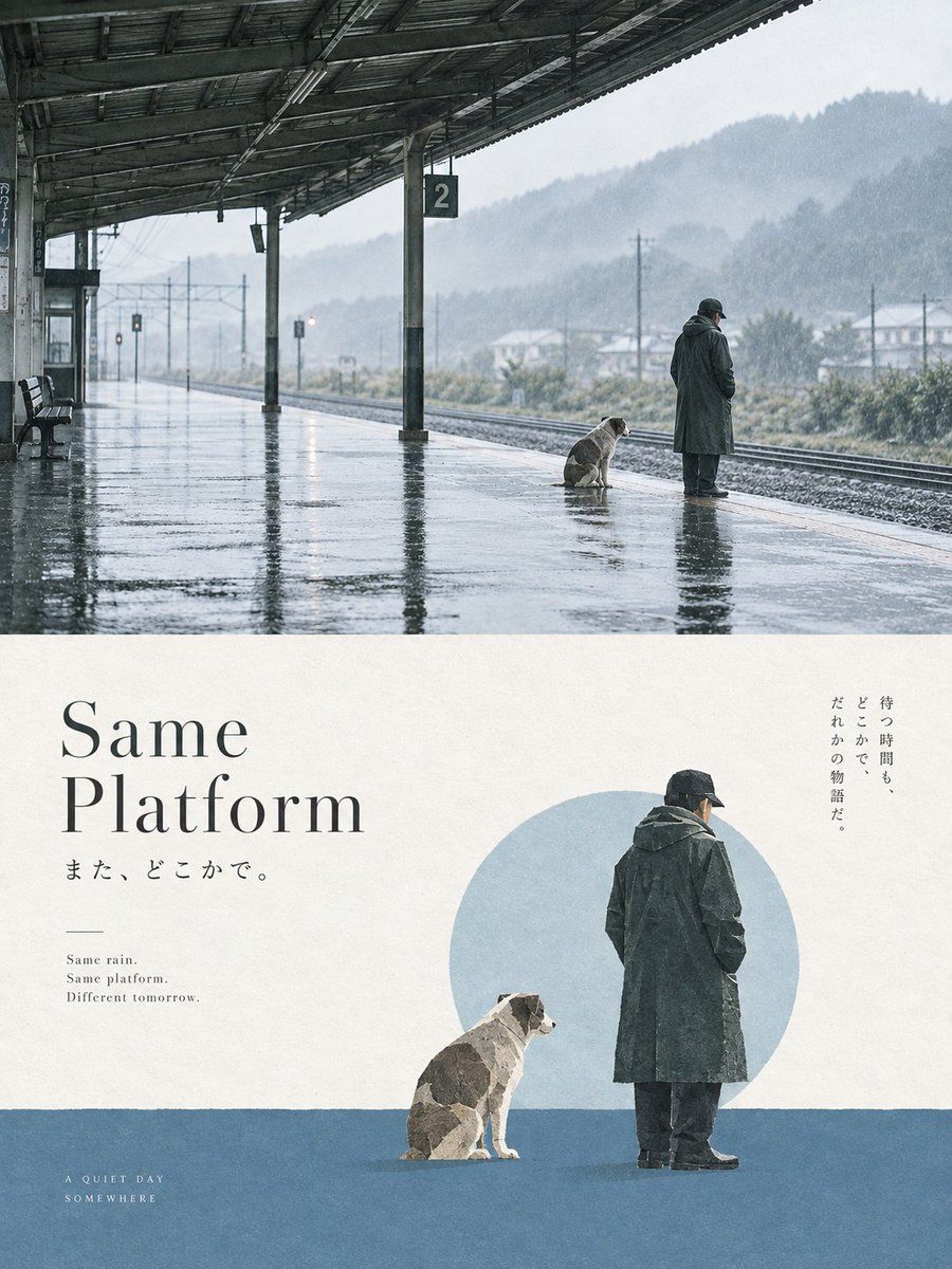 Rainy Platform Poster