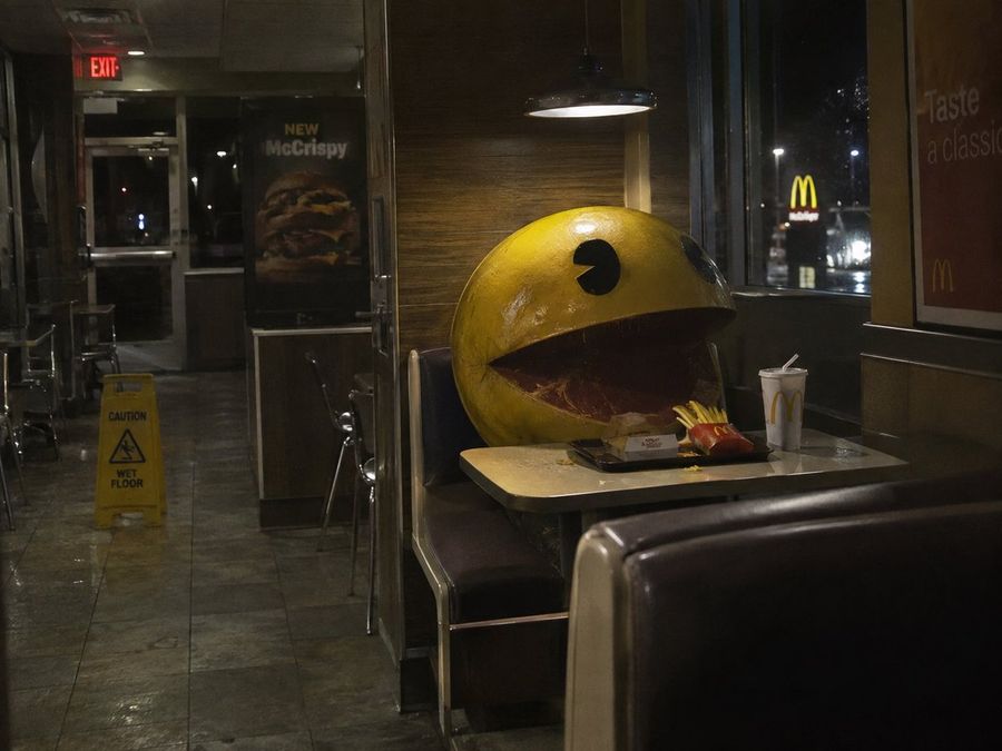 Giant Pac-Man Statue in McDonald's