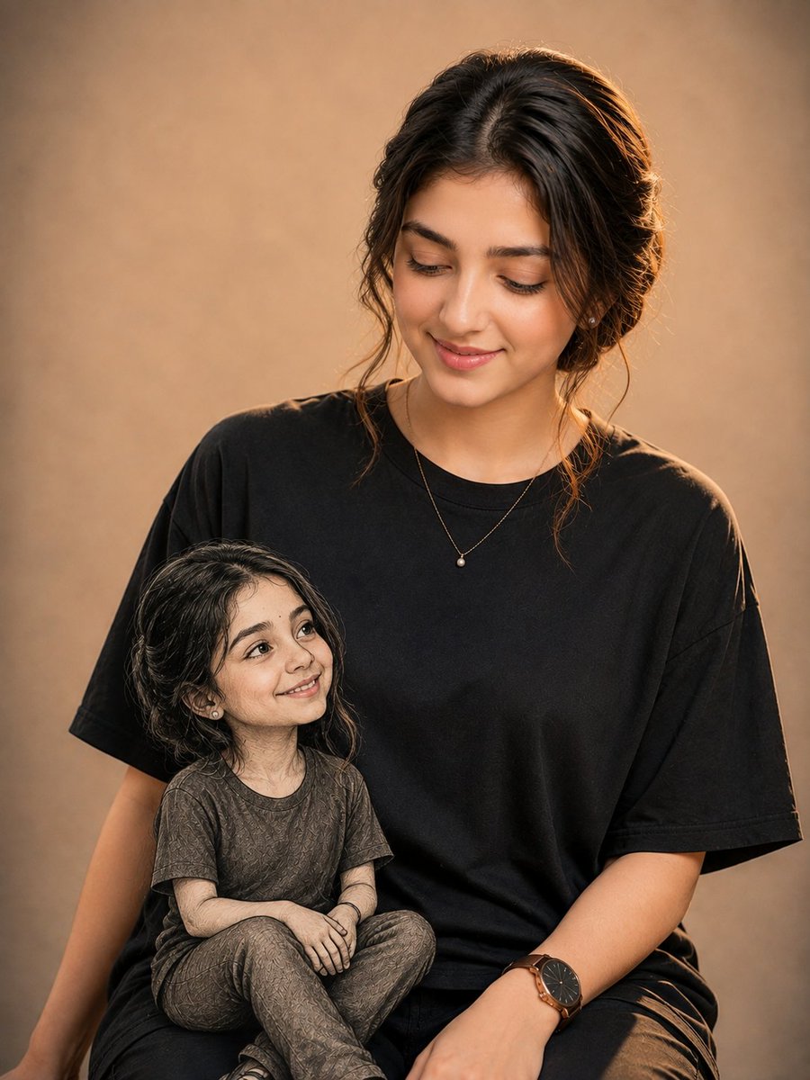 Miniature Child on Lap Portrait