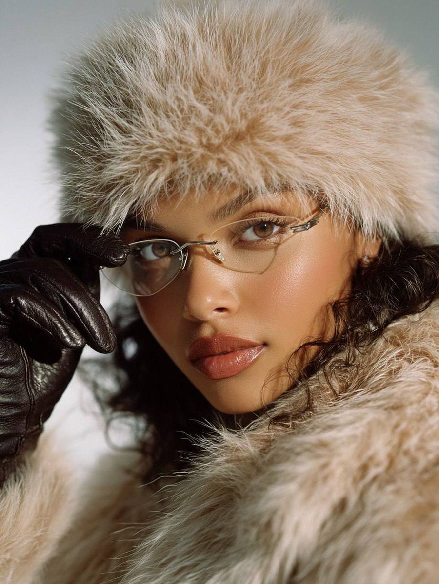 90s Fashion Fur Hat Portrait