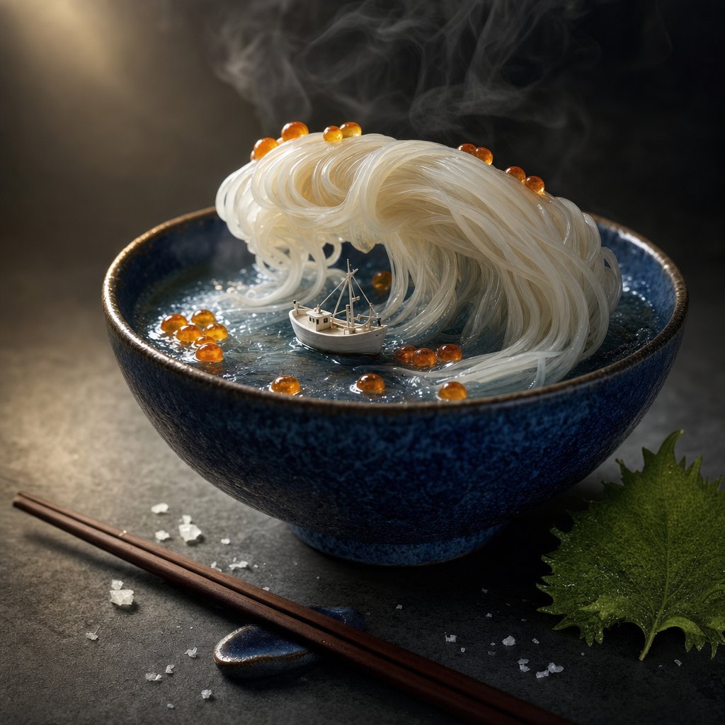 Noodle Wave Fishing Boat Surrealism