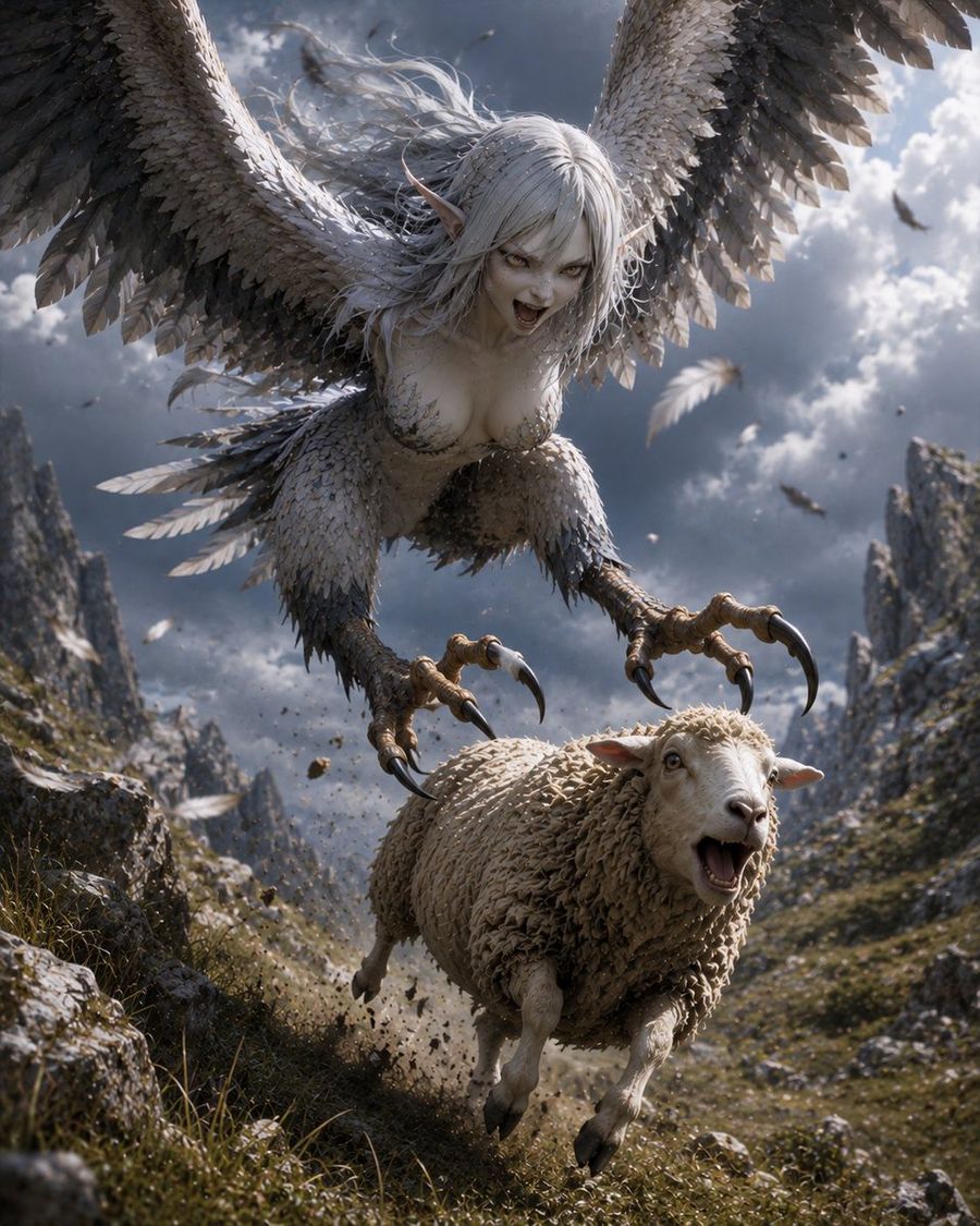 Harpy Attacking Sheep