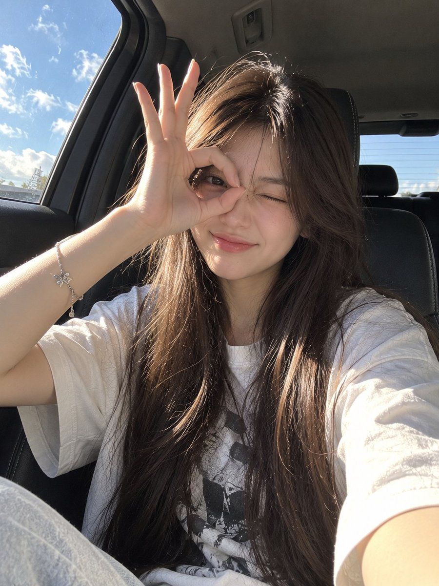 Sunlit In-Car Candid Selfie