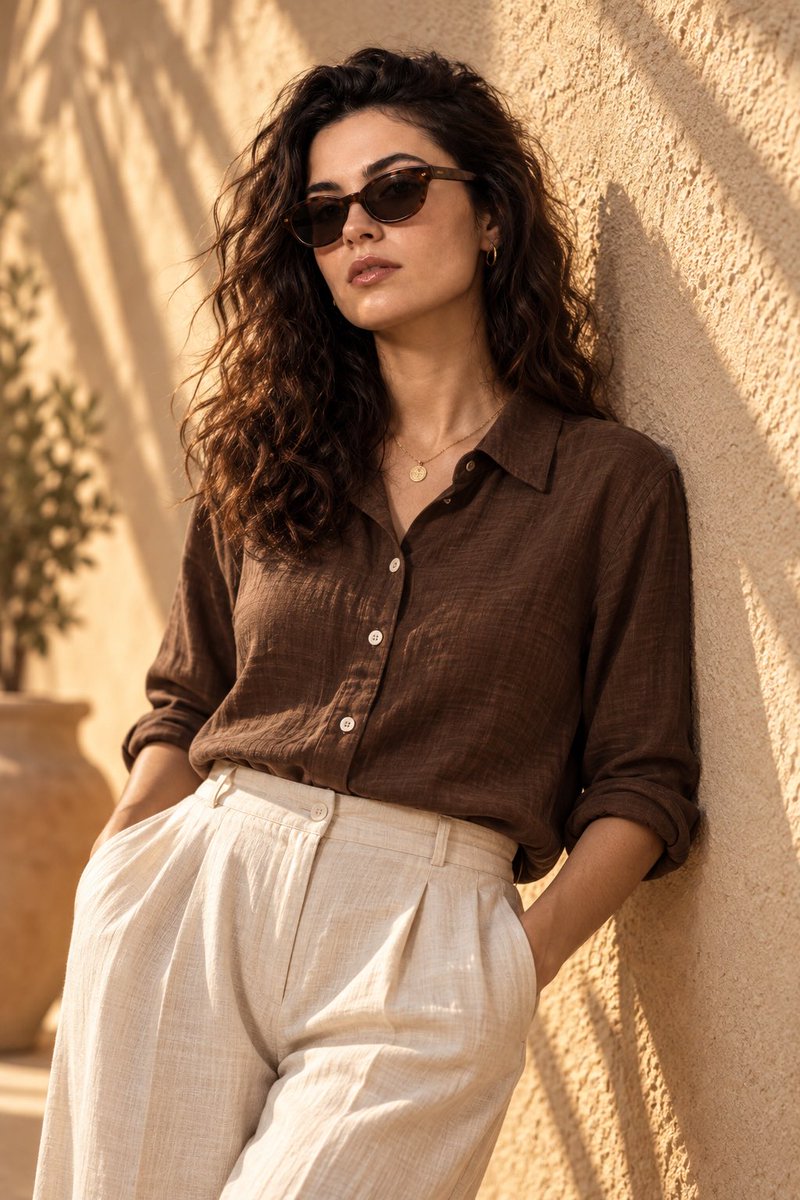 Linen Shirt Fashion Portrait Prompt