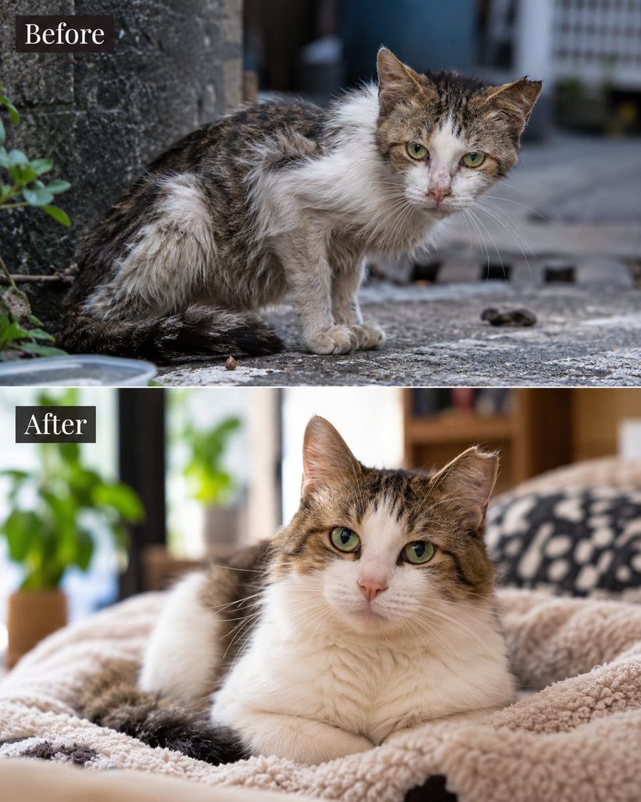 Stray Cat Rescue Before and After