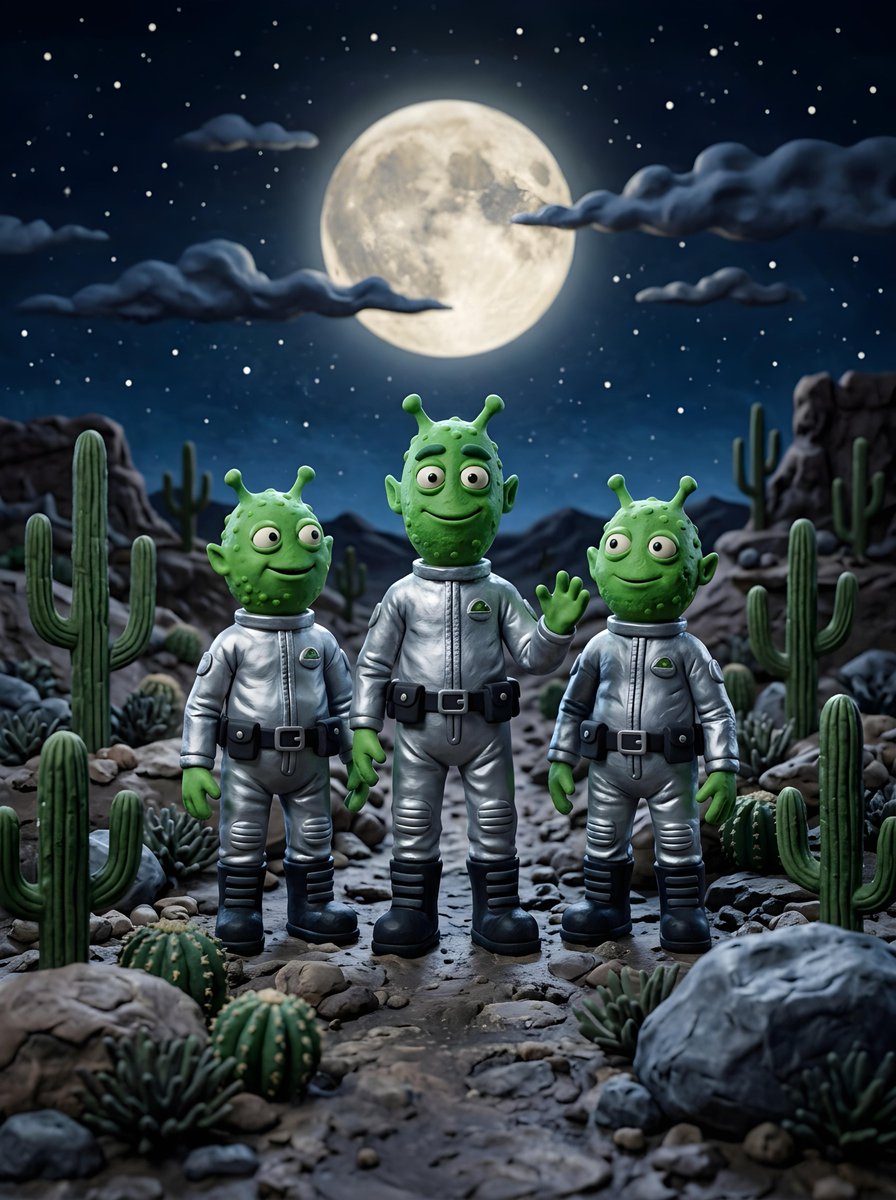 Claymation Style Alien in the Desert