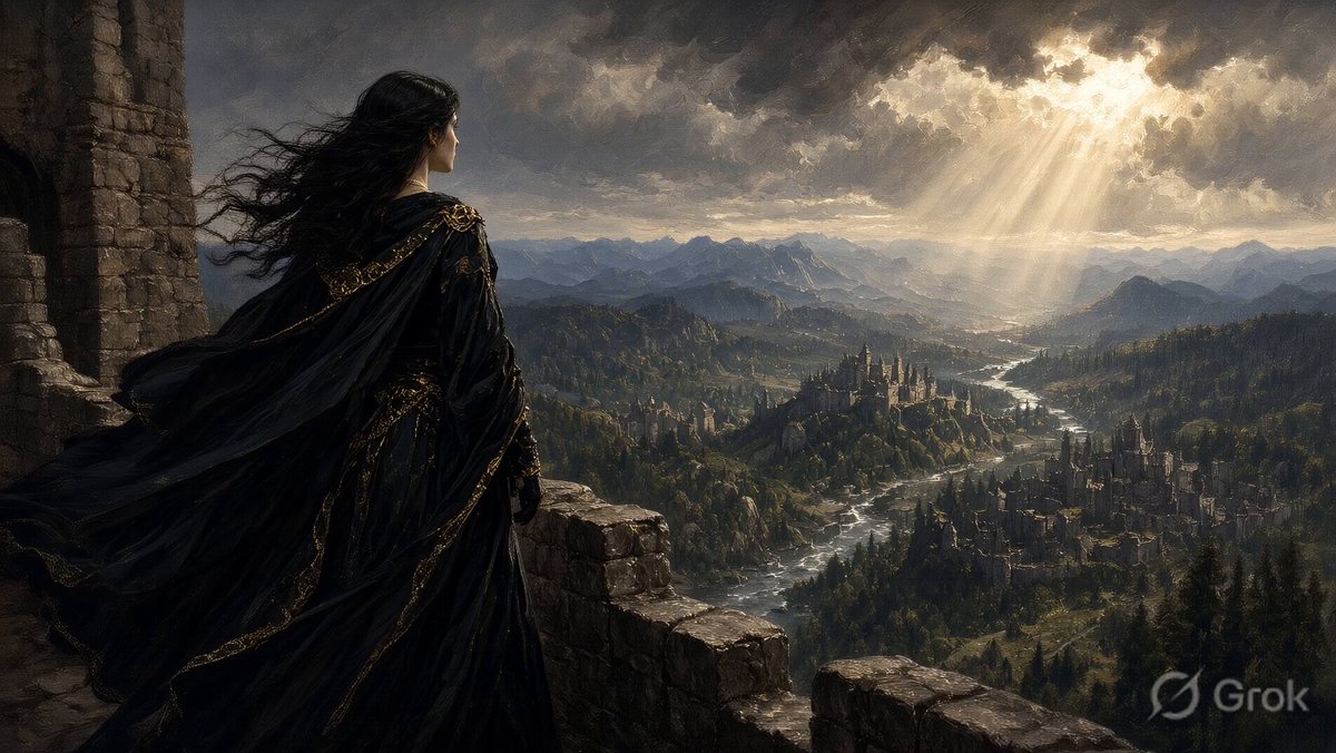 Medieval Noblewoman on City Walls
