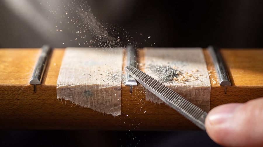 Guitar Fret Polishing Macro Photography