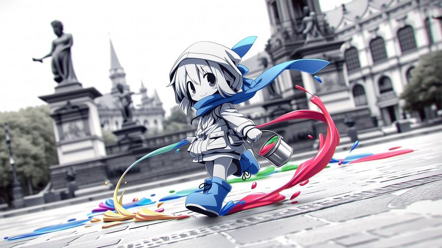 Chibi Painter on Monochrome Square