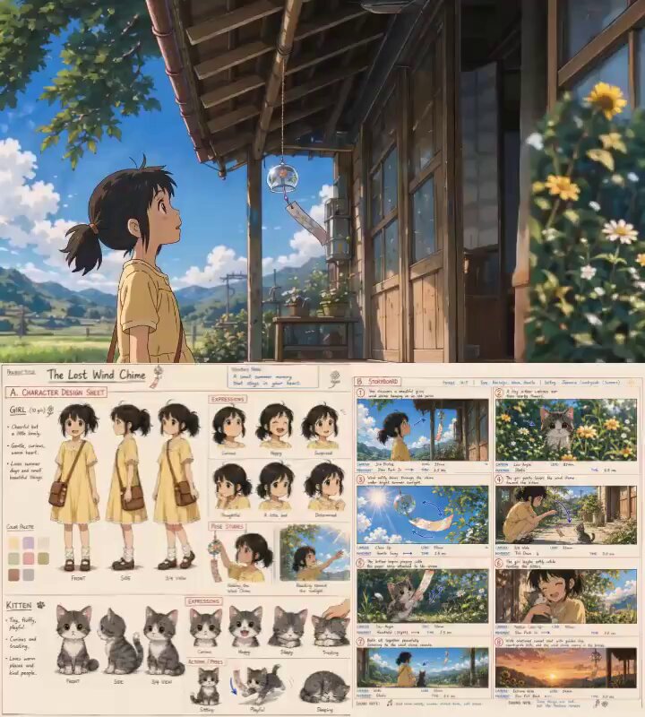 Lost Wind Chimes Animation Video Prompt