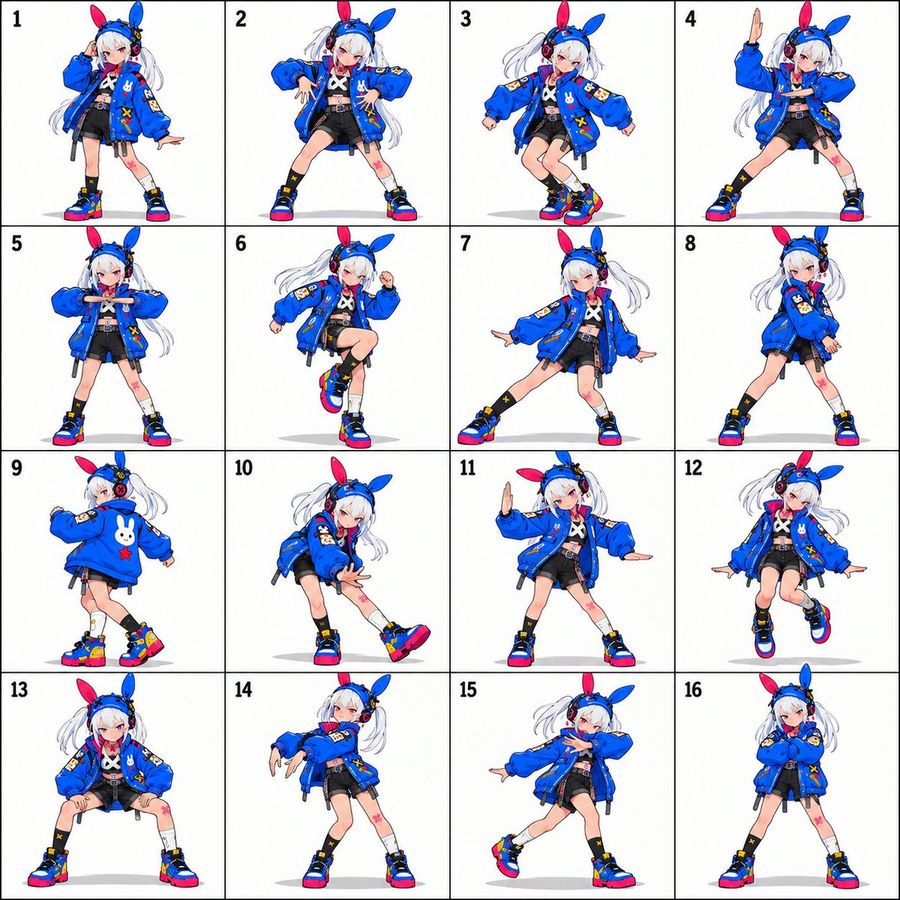 Anime Bunny Ear Dance Grid