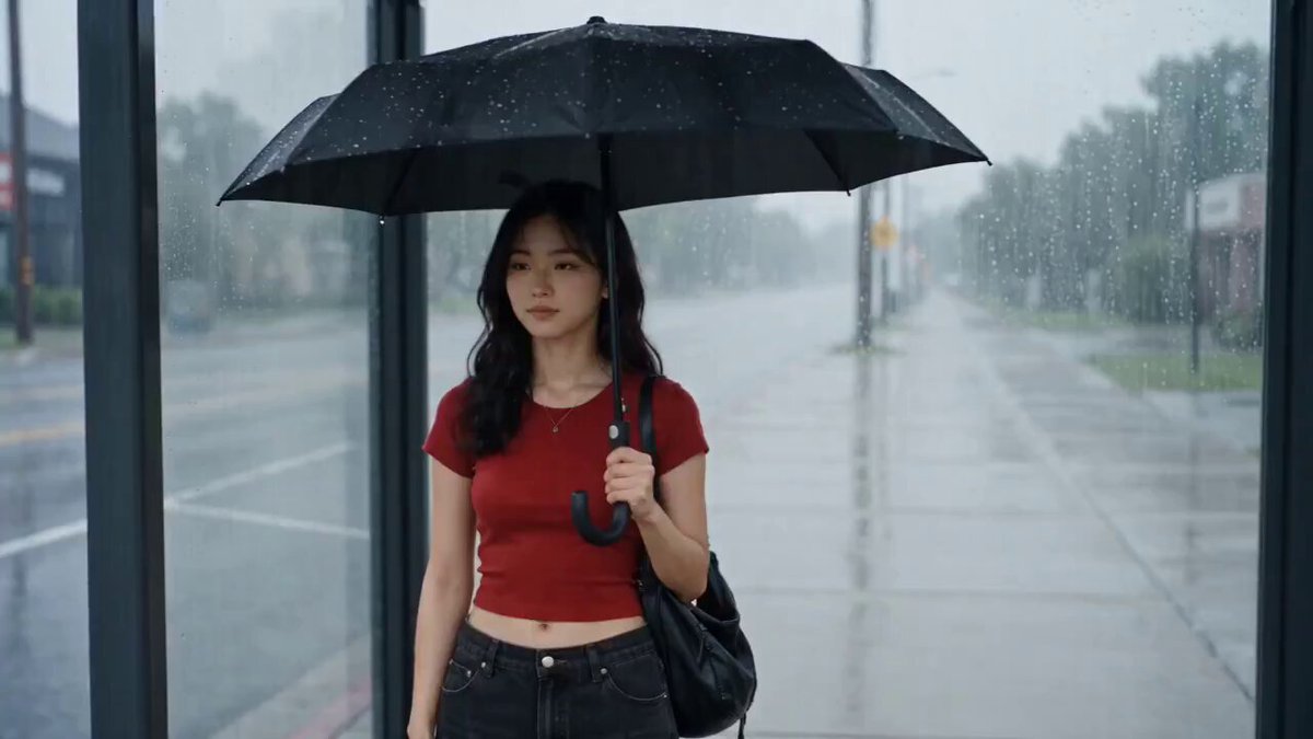 Cinematic Rain at Bus Stop Dialogue