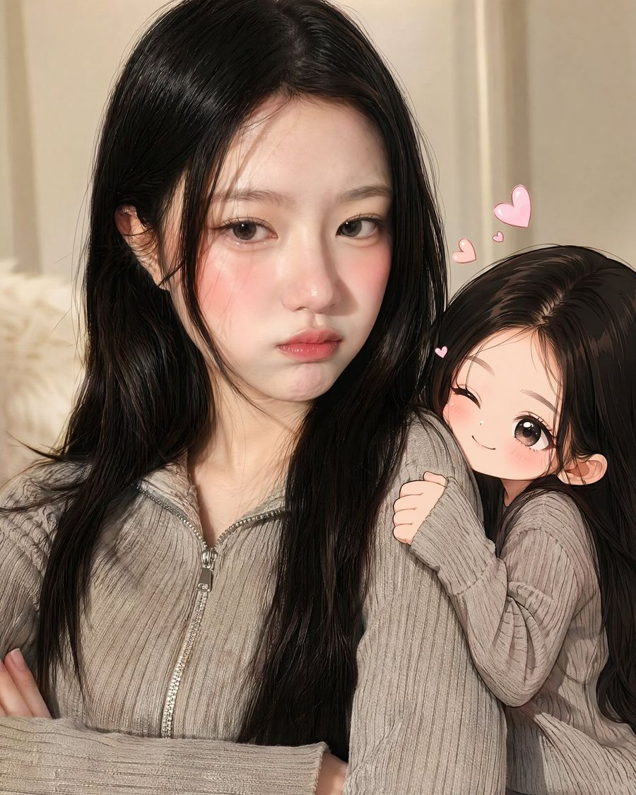 Real Person and Anime Duo Portrait