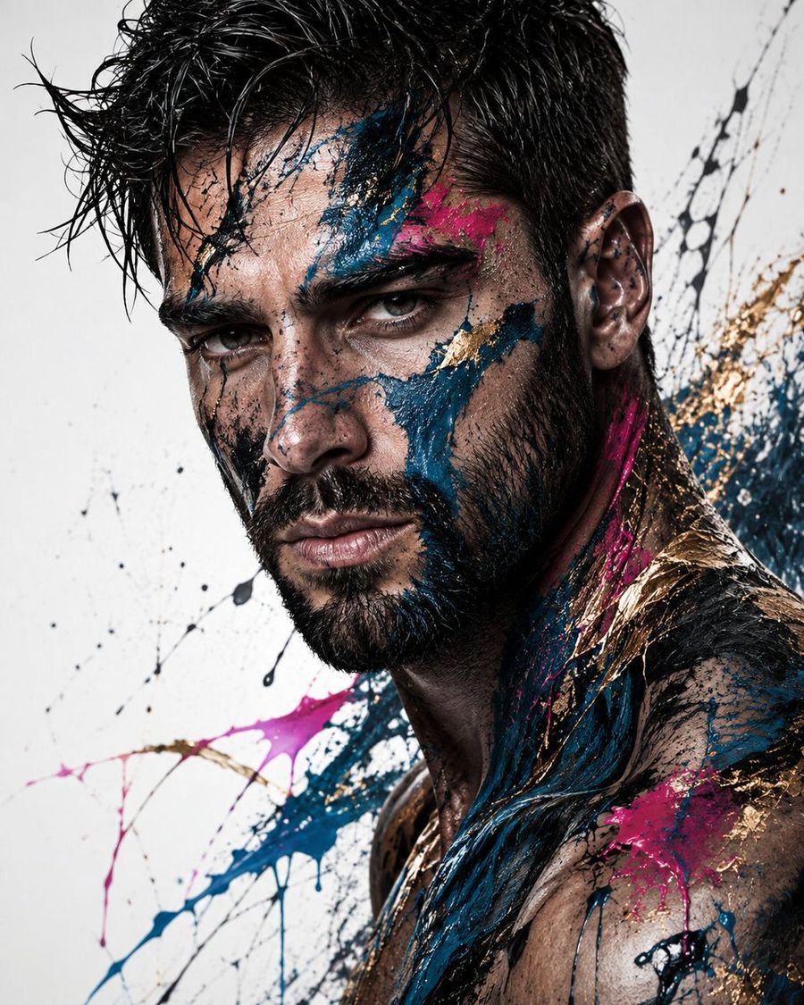 Male Fashion Portrait with Paint Splashes