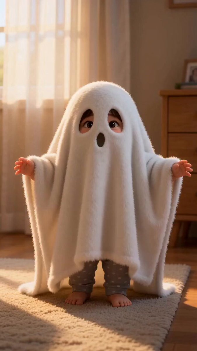 Cute Ghost Child in Bedroom