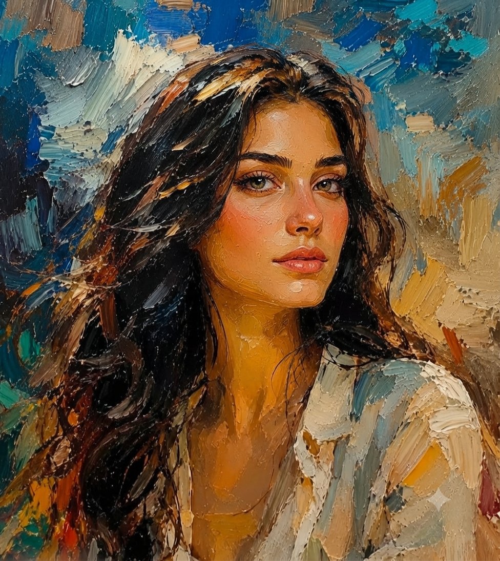Textured Impasto Oil Portrait