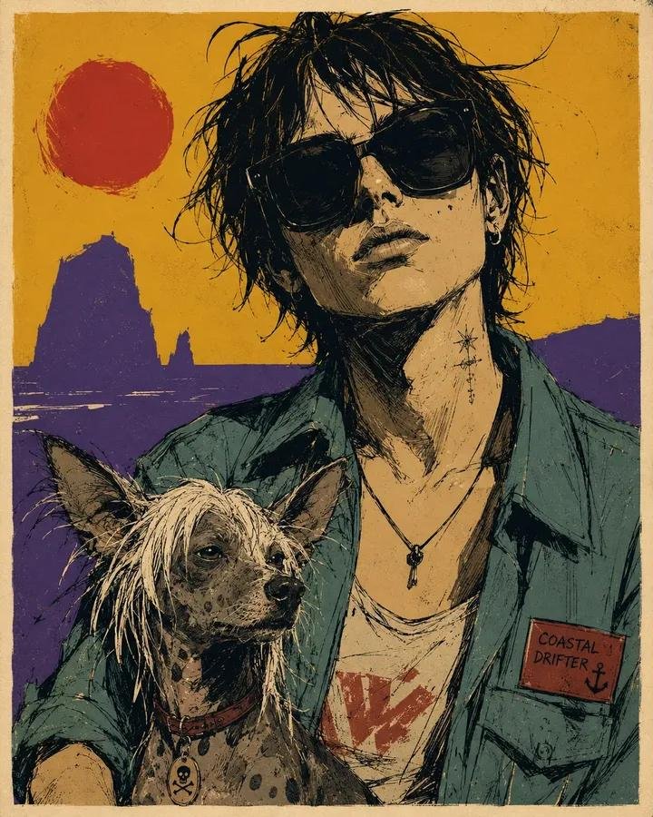 Raw Sketch Style Graphic Portrait Poster