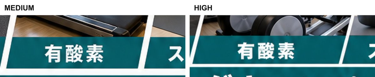 Medium 与 High 文本伪影对比