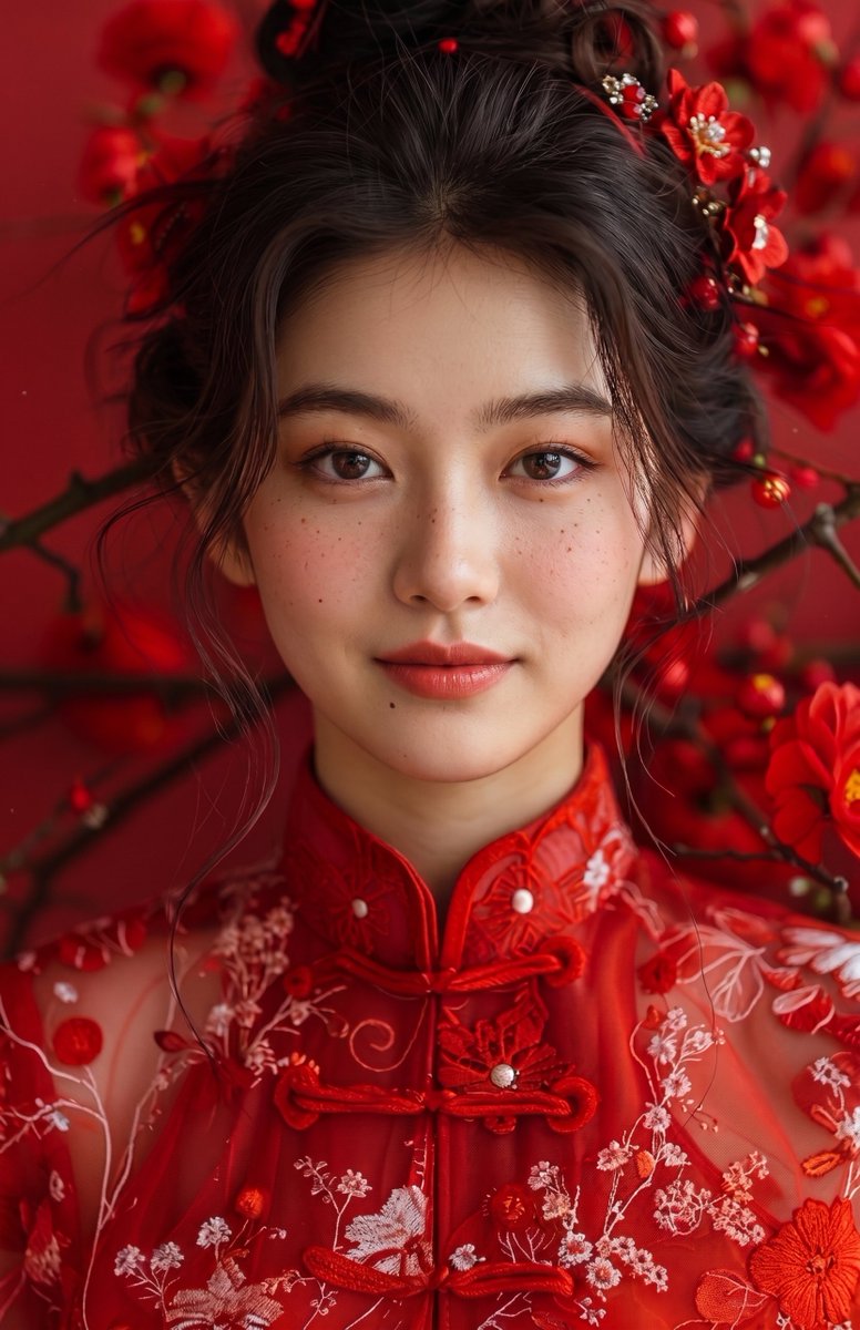 Traditional Red Cheongsam Portrait