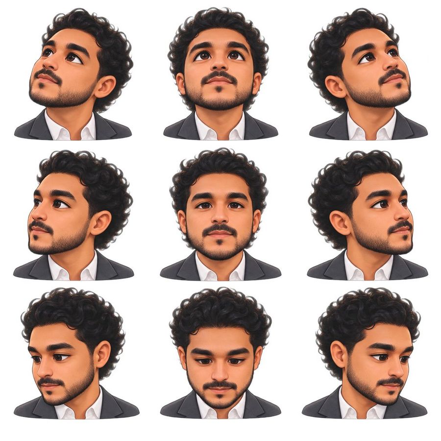 Stylized Nine-Angle Male Avatar Grid