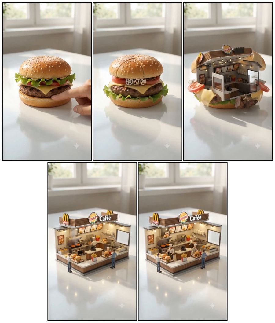 Cheeseburger to Mini Cafe Storyboard