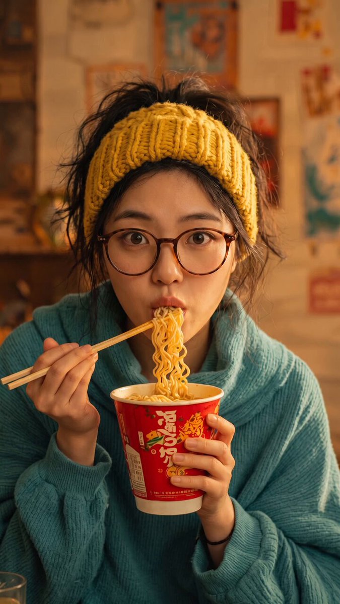 Realistic Noodle-Eating Sequence