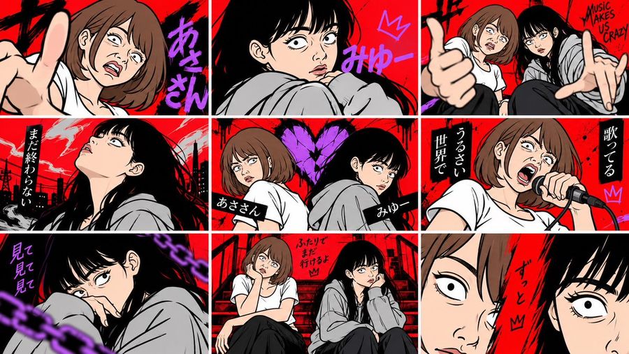 Punk Manga 3x3 Grid Collage