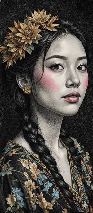 Engraving Style Surrealist Portrait Illustration